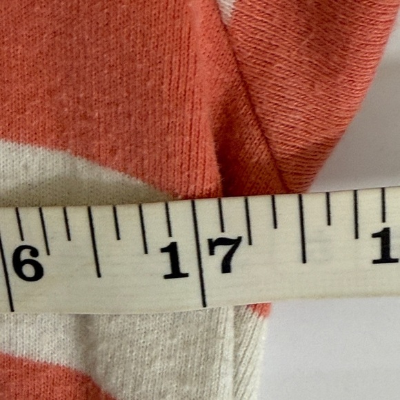 Striped Coral and White maternity V-Neck Dress - Picture 6 of 8